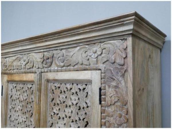 Product photograph of Dutch Mango Wood 4 Door Carved Large Sideboard from Choice Furniture Superstore.