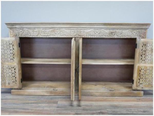 Product photograph of Dutch Mango Wood 4 Door Carved Large Sideboard from Choice Furniture Superstore.