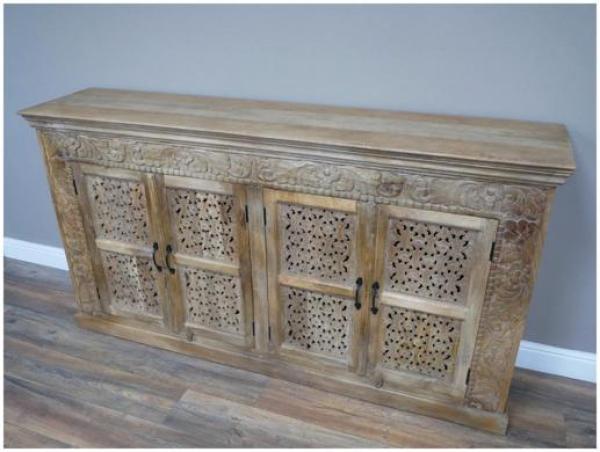 Product photograph of Dutch Mango Wood 4 Door Carved Sideboard from Choice Furniture Superstore.