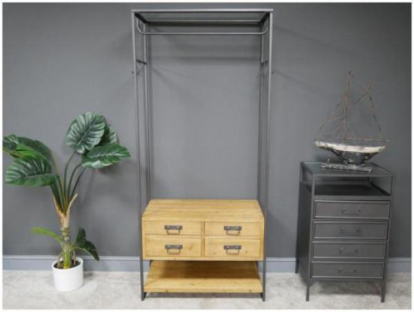 Product photograph of Dutch Wood And Metal 4 Drawer Hall Stand from Choice Furniture Superstore.
