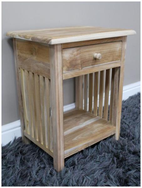 Product photograph of Dutch Teak Wood 1 Drawer Bedside Cabinet from Choice Furniture Superstore.