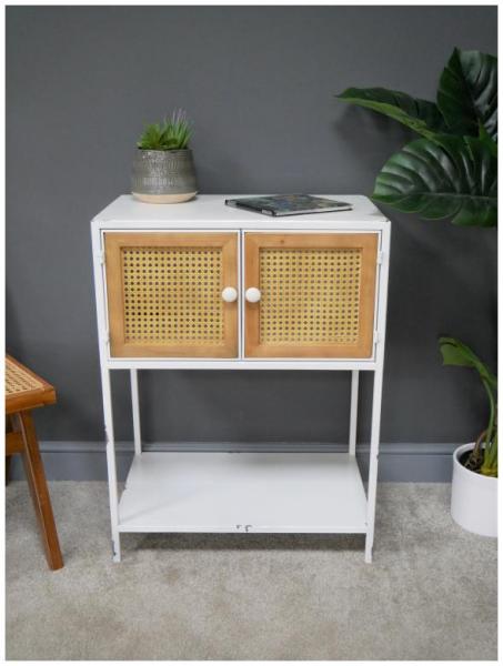 Product photograph of Dutch Metal And Rattan Storage Cabinet from Choice Furniture Superstore.