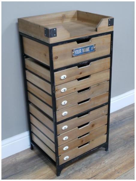 Product photograph of Dutch Wood And Metal Narrow Storage Cabinet from Choice Furniture Superstore.