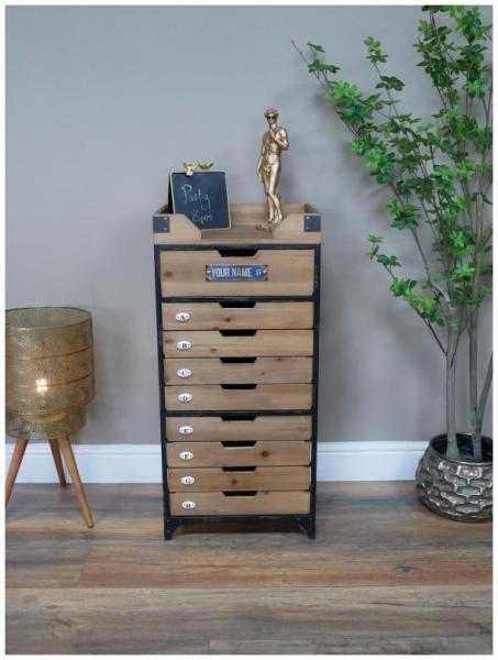 Product photograph of Dutch Wood And Metal Narrow Storage Cabinet from Choice Furniture Superstore.