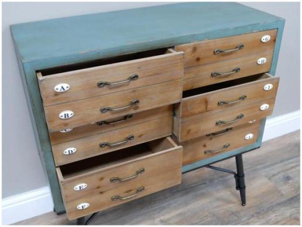 Product photograph of Dutch Wood And Metal Multi Drawer Storage Cabinet from Choice Furniture Superstore.