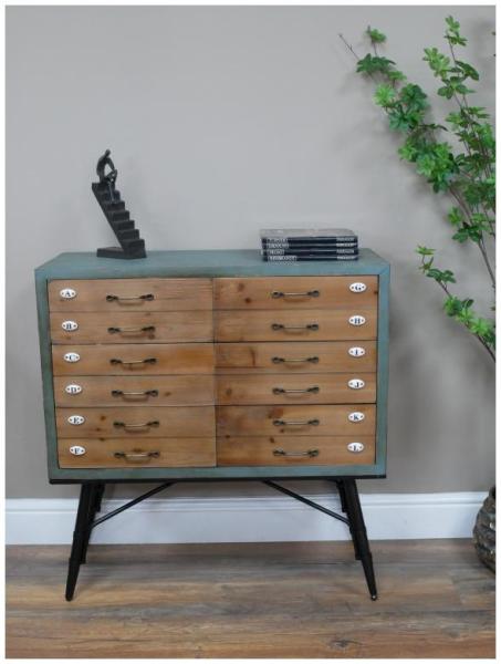Product photograph of Dutch Wood And Metal Multi Drawer Storage Cabinet from Choice Furniture Superstore.