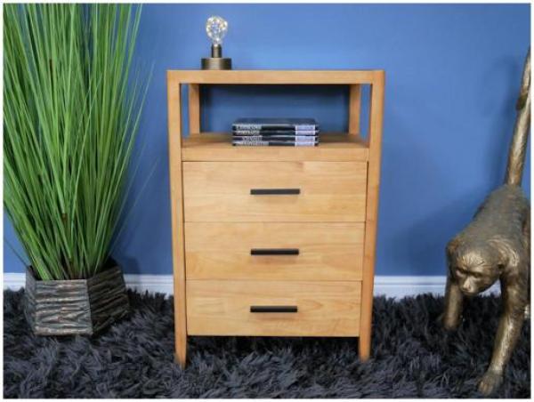 Product photograph of Dutch 3 Drawer Black Glass Top Wooden Bedside Cabinet from Choice Furniture Superstore.