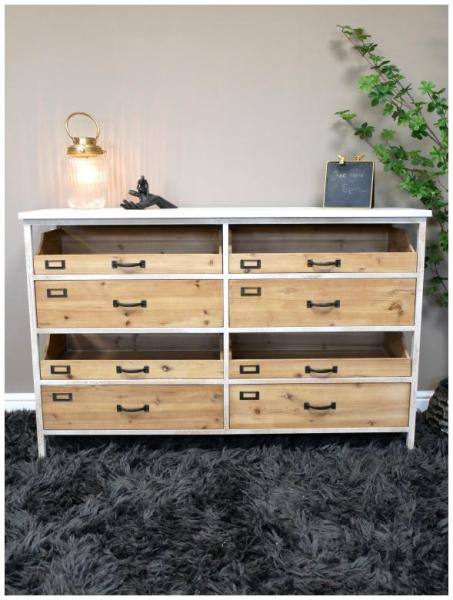 Product photograph of Dutch Natural And White Metal Wide Storage Cabinet from Choice Furniture Superstore.