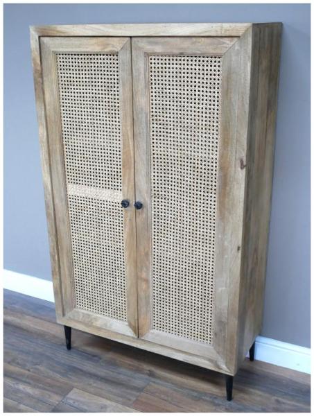 Product photograph of Dutch 2 Door Tall Mango Wood Storage Cabinet from Choice Furniture Superstore.