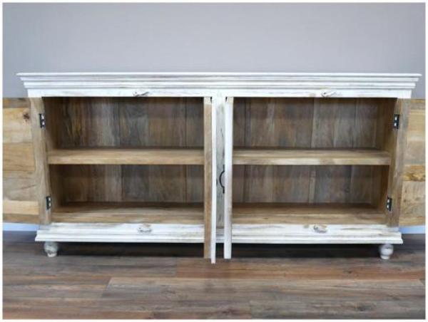 Product photograph of Dutch White Distressed Wide Sideboard from Choice Furniture Superstore.