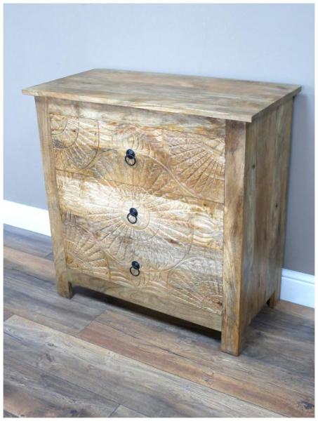 Product photograph of Dutch Carved 3 Drawer Chest from Choice Furniture Superstore.