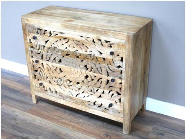 Product photograph of Dutch Mango Wood Carved Chest Of Drawer from Choice Furniture Superstore.