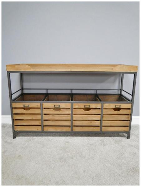 Product photograph of Dutch Fir Wood And Metal Large Storage Cabinet from Choice Furniture Superstore.