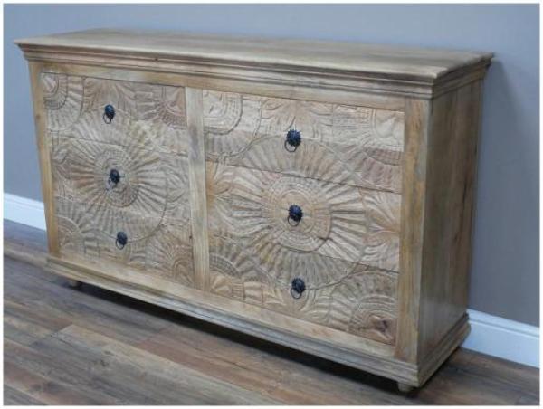 Product photograph of Dutch Mango Wood Large Carved Chest Of Drawer from Choice Furniture Superstore.