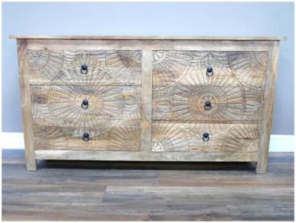 Product photograph of Dutch Mango Wood Large 6 Drawer Chest from Choice Furniture Superstore.