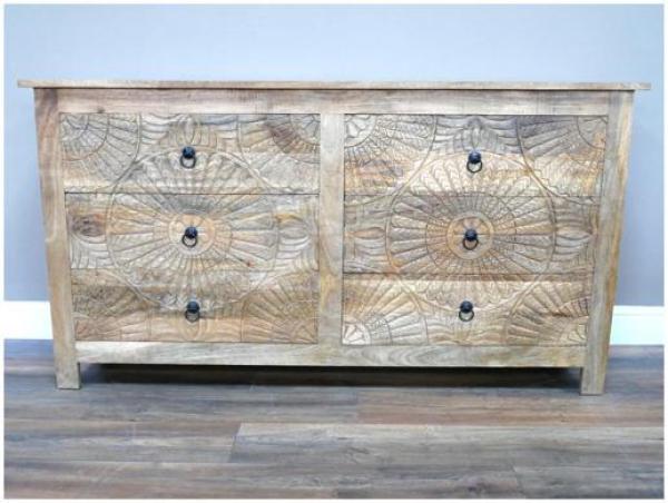 Product photograph of Dutch Mango Wood Large 6 Drawer Chest from Choice Furniture Superstore.