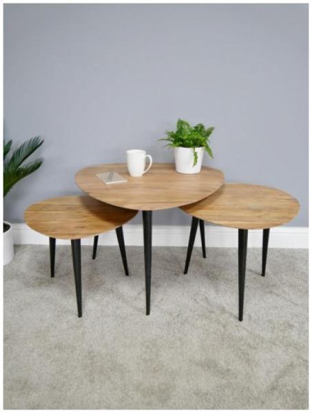 Product photograph of Dutch Wooden Nest Of 3 Tables from Choice Furniture Superstore.