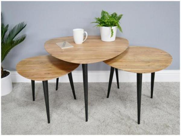 Product photograph of Dutch Wooden Nest Of 3 Tables from Choice Furniture Superstore.