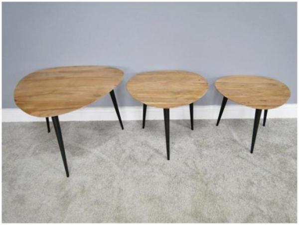 Product photograph of Dutch Wooden Nest Of 3 Tables from Choice Furniture Superstore.