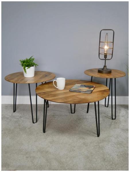 Product photograph of Dutch Wooden Round Nest Of 3 Tables from Choice Furniture Superstore.
