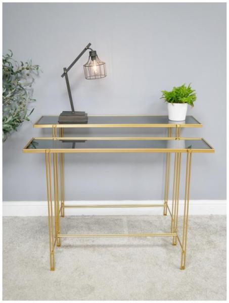 Product photograph of Dutch Glass Top Side Table Set Of 2 from Choice Furniture Superstore.