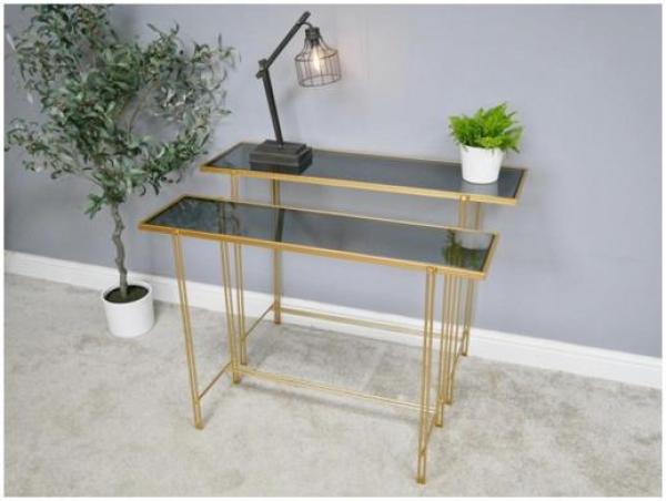 Product photograph of Dutch Glass Top Side Table Set Of 2 from Choice Furniture Superstore.