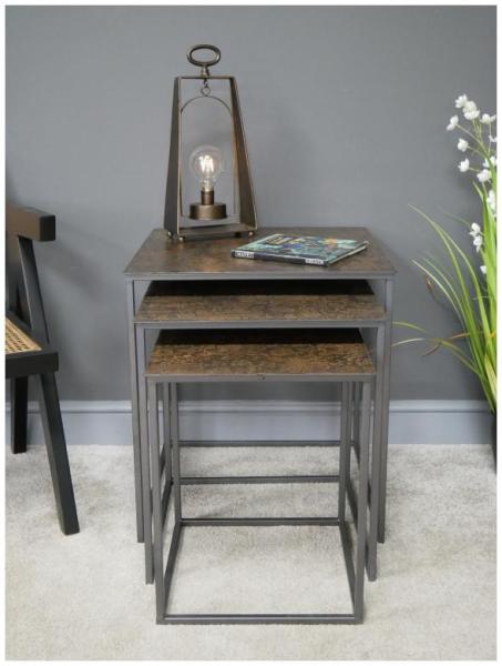 Product photograph of Dutch Metal Nest Of 3 Tables - 6656 from Choice Furniture Superstore.