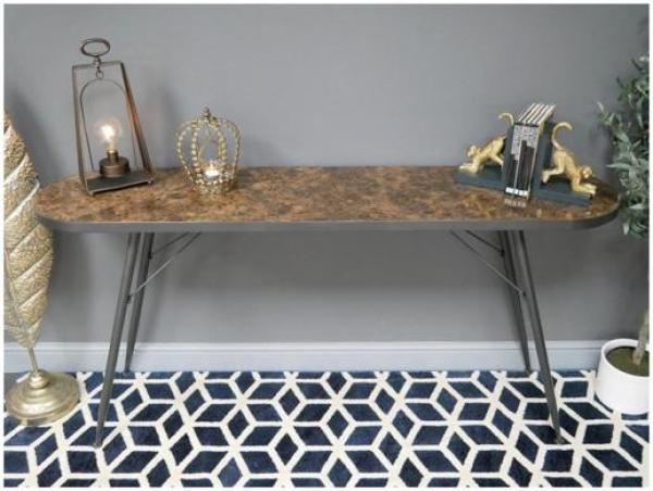 Product photograph of Dutch Iron And Marble Side Table from Choice Furniture Superstore.