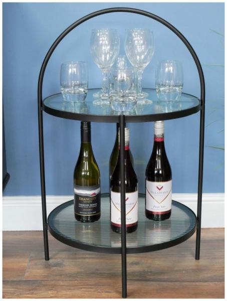 Product photograph of Dutch Metal And Glass Round Side Table from Choice Furniture Superstore.