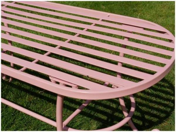 Product photograph of Dutch Pink Metal Outdoor Garden Bench from Choice Furniture Superstore.