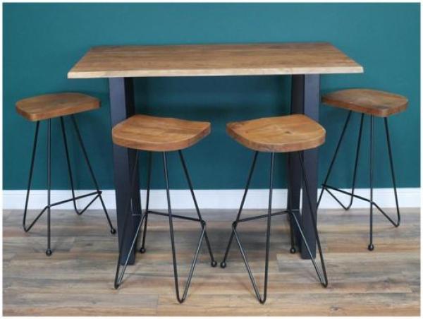 Product photograph of Dutch Acacia Wood Edge Bar Table - 130cm from Choice Furniture Superstore.