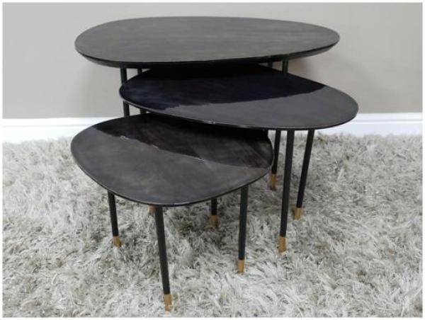 Product photograph of Dutch Mango Wood With High Gloss Top Finish Side Table Set Of 3 from Choice Furniture Superstore.