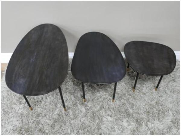 Product photograph of Dutch Mango Wood With High Gloss Top Finish Side Table Set Of 3 from Choice Furniture Superstore.