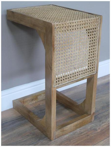 Product photograph of Dutch Acacia Wood And Rattan Side Table from Choice Furniture Superstore.