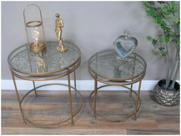 Product photograph of Dutch Glass Top Round Side Table Set Of 2 - 9133 from Choice Furniture Superstore.