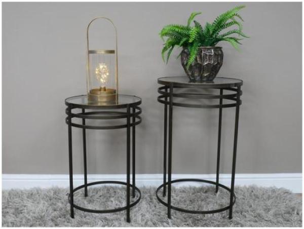 Product photograph of Dutch Glass Top Round Side Table Set Of 2 - 9138 from Choice Furniture Superstore.
