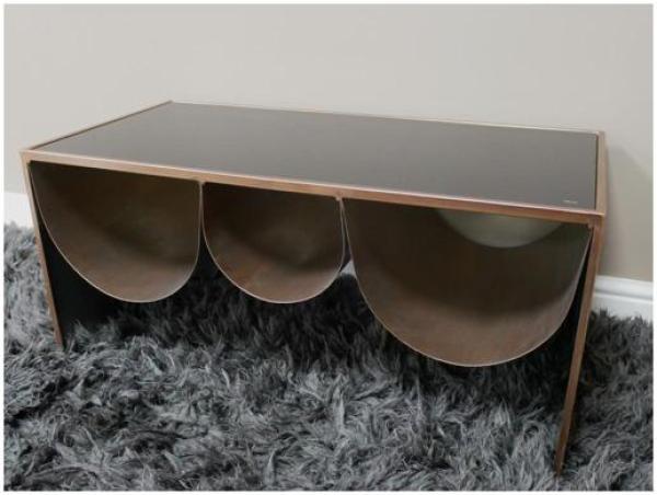 Product photograph of Dutch Metal And Black Glass Low Side Table - 9269 from Choice Furniture Superstore.