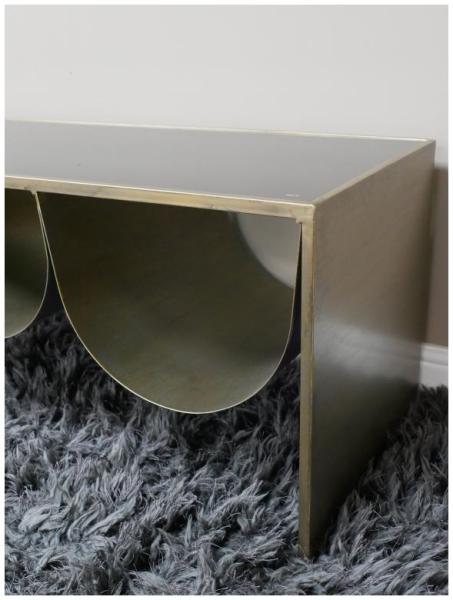 Product photograph of Dutch Metal And Black Glass Low Side Table - 9270 from Choice Furniture Superstore.