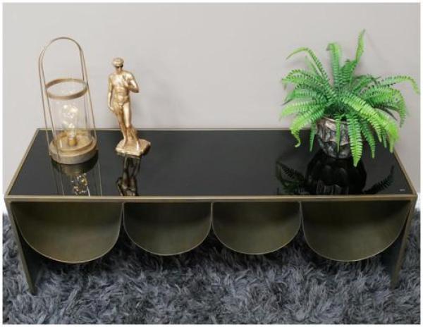 Product photograph of Dutch Metal And Black Glass Low Side Table - 9270 from Choice Furniture Superstore.