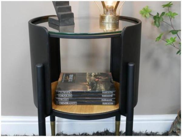 Product photograph of Dutch Black Round Side Table - 9373 from Choice Furniture Superstore.