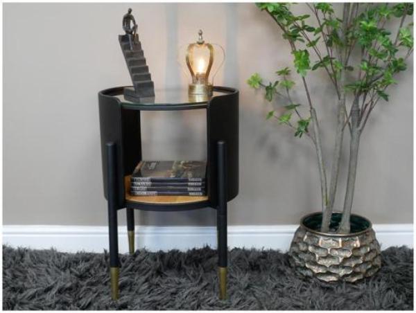 Product photograph of Dutch Black Round Side Table - 9373 from Choice Furniture Superstore.