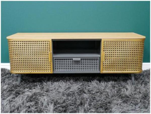 Product photograph of Dutch Metal 2 Door 1 Drawer Tv Cabinet from Choice Furniture Superstore.