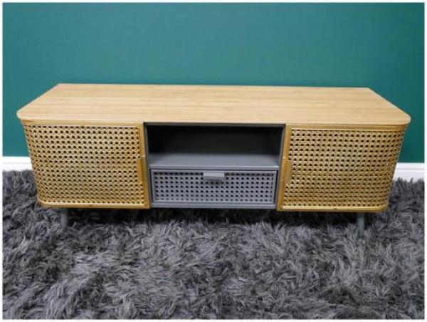 Product photograph of Dutch Metal 2 Door 1 Drawer Tv Cabinet from Choice Furniture Superstore.