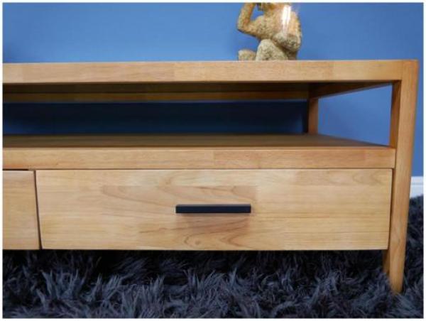 Product photograph of Dutch Rubber Wood 2 Drawer Tv Cabinet from Choice Furniture Superstore.