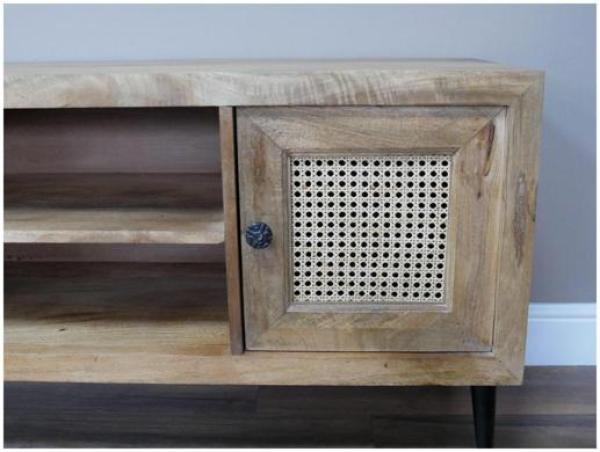 Product photograph of Dutch Acacia Wood And Rattan 2 Door Tv Cabinet from Choice Furniture Superstore.