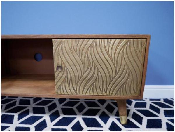 Product photograph of Dutch Mango Wood With Brass Cladding 2 Door Tv Cabinet from Choice Furniture Superstore.