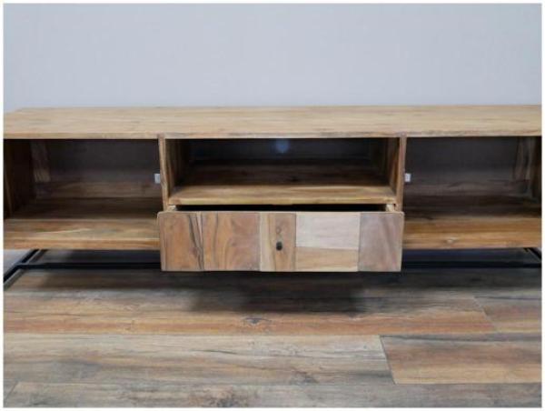 Product photograph of Dutch Acacia Wood 2 Door 1 Drawer Tv Cabinet from Choice Furniture Superstore.