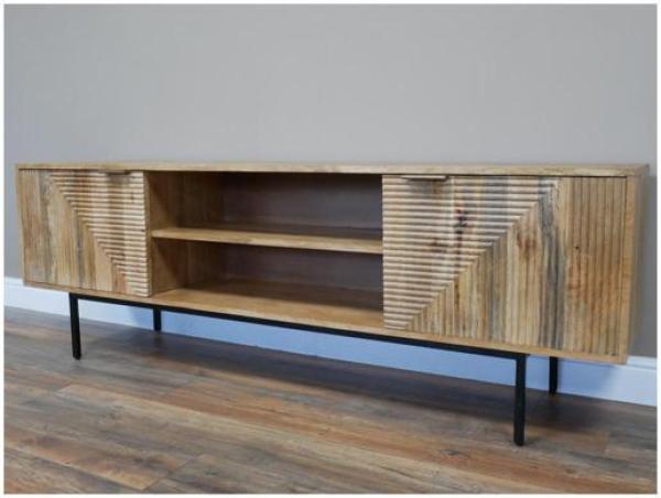 Product photograph of Dutch Mango Wood 2 Door Tv Cabinet from Choice Furniture Superstore.