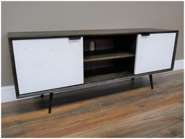 Product photograph of Dutch Venice Mango Wood And Marble Effect Tv Cabinet from Choice Furniture Superstore.