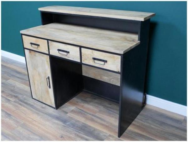 Product photograph of Dutch Mango Wood 1 Door 3 Drawer Bar Cabinet from Choice Furniture Superstore.